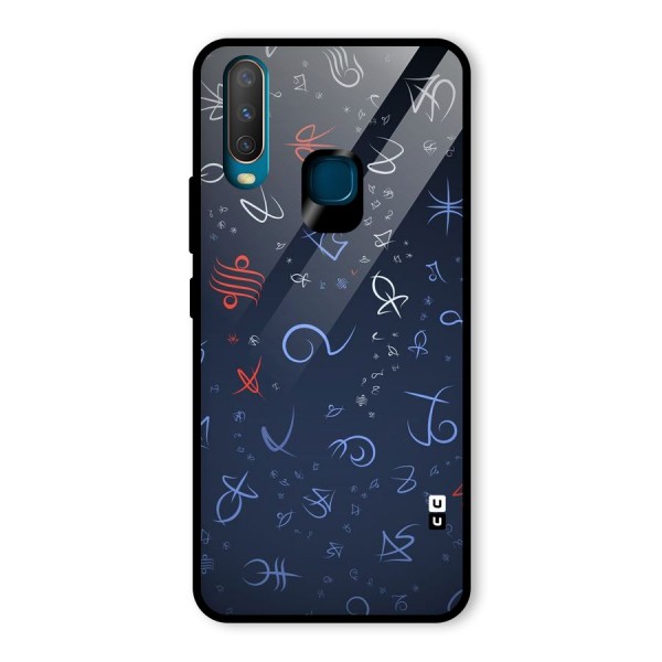 Blue Symbols Glass Back Case for Vivo Y12