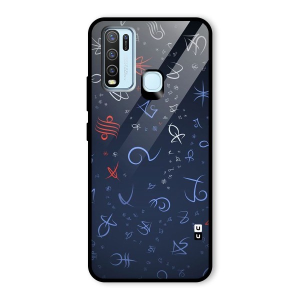 Blue Symbols Glass Back Case for Vivo Y30