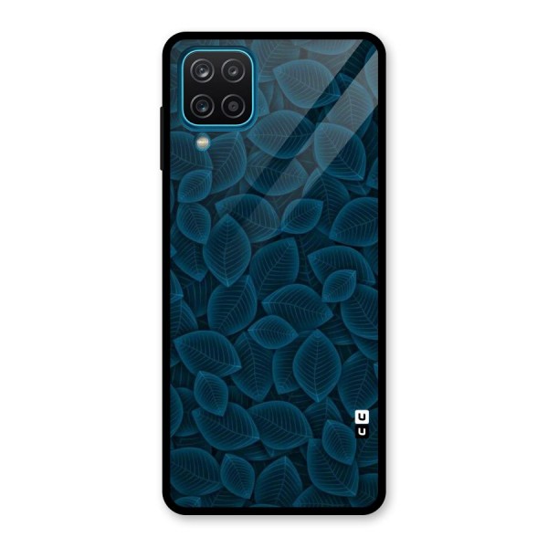 Blue Thin Leaves Glass Back Case for Galaxy A12