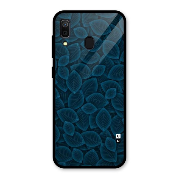 Blue Thin Leaves Glass Back Case for Galaxy A30