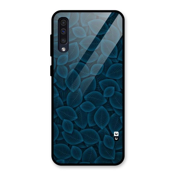 Blue Thin Leaves Glass Back Case for Galaxy A50s