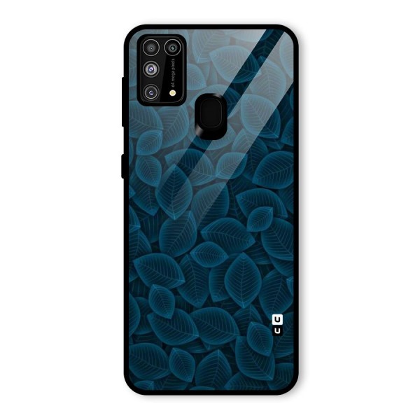 Blue Thin Leaves Glass Back Case for Galaxy F41