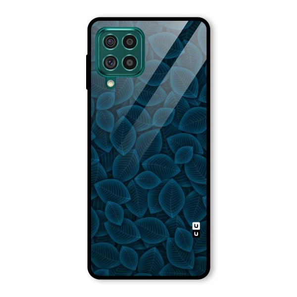 Blue Thin Leaves Glass Back Case for Galaxy F62