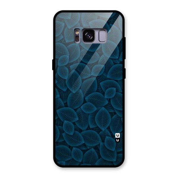 Blue Thin Leaves Glass Back Case for Galaxy S8