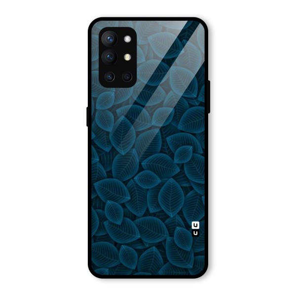 Blue Thin Leaves Glass Back Case for OnePlus 9R