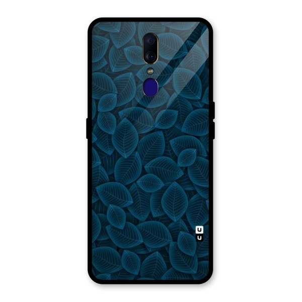 Blue Thin Leaves Glass Back Case for Oppo F11