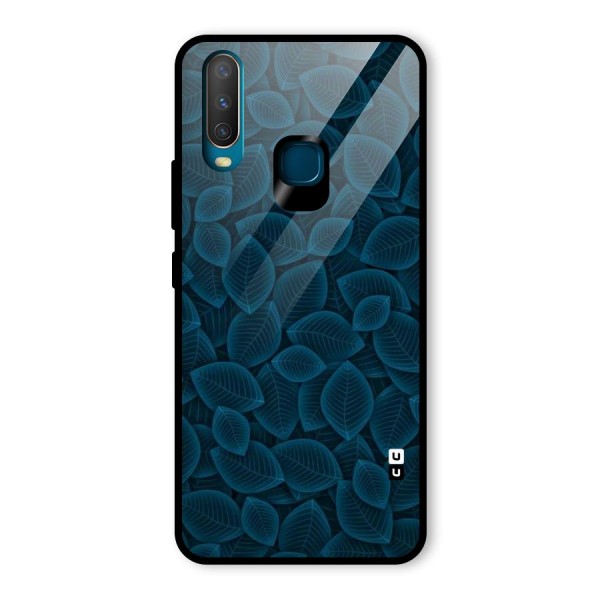 Blue Thin Leaves Glass Back Case for Vivo Y12