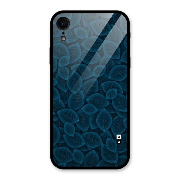 Blue Thin Leaves Glass Back Case for XR