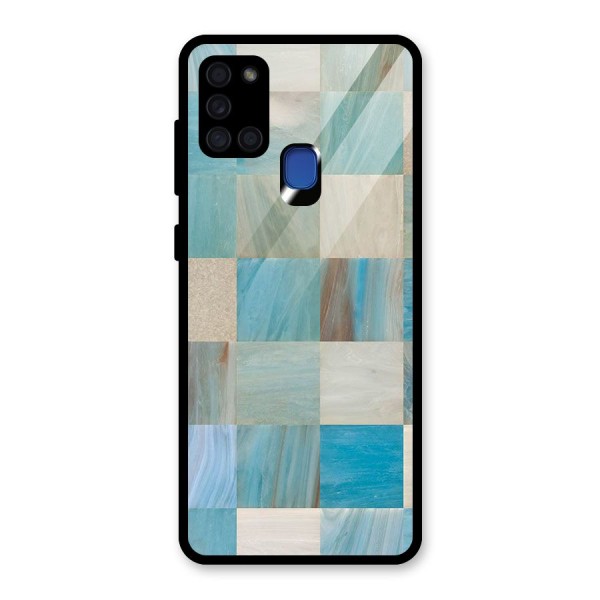 Blue Tiles Glass Back Case for Galaxy A21s