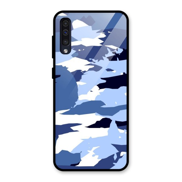 Blue White Canvas Glass Back Case for Galaxy A50s