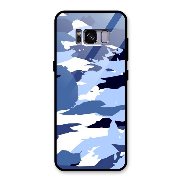 Blue White Canvas Glass Back Case for Galaxy S8