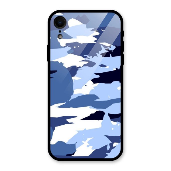 Blue White Canvas Glass Back Case for XR