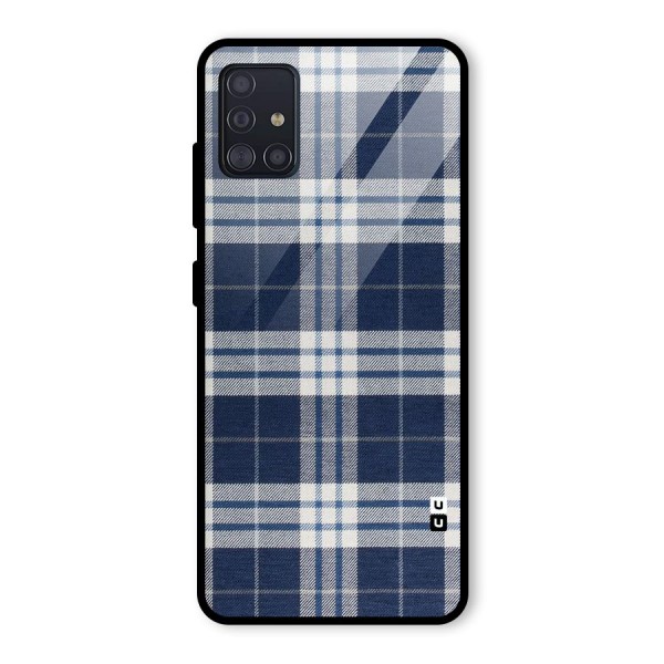 Blue White Check Glass Back Case for Galaxy A51