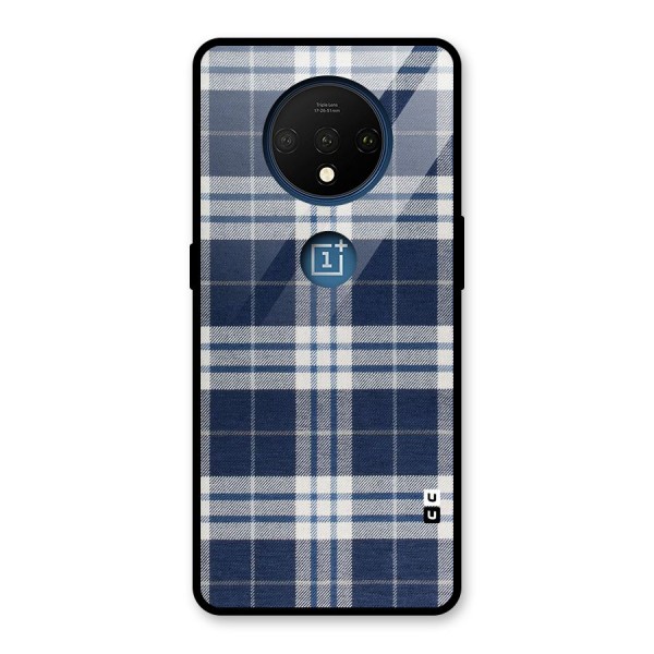 Blue White Check Glass Back Case for OnePlus 7T
