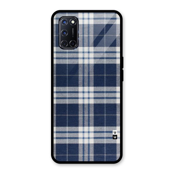 Blue White Check Glass Back Case for Oppo A52