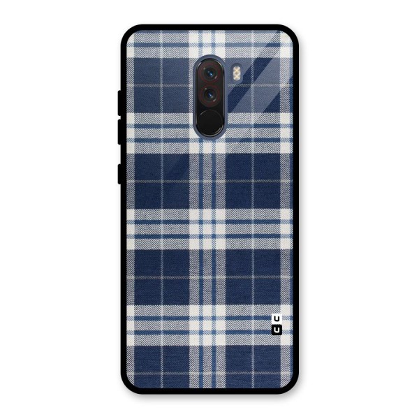 Blue White Check Glass Back Case for Poco F1