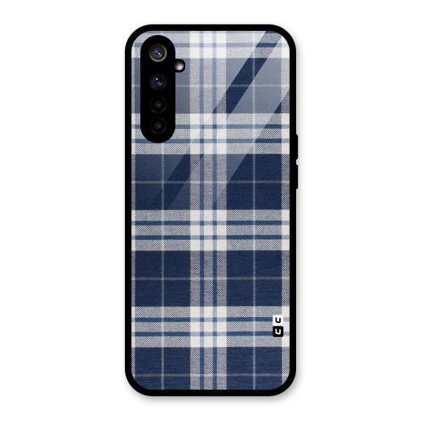 Blue White Check Glass Back Case for Realme 6