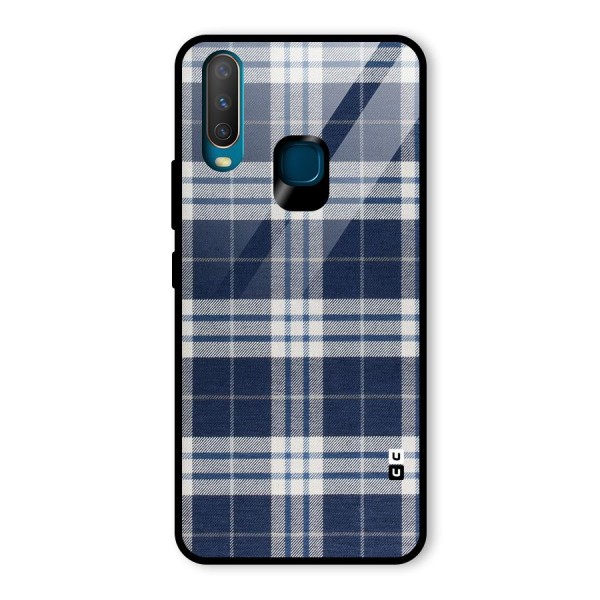 Blue White Check Glass Back Case for Vivo Y15