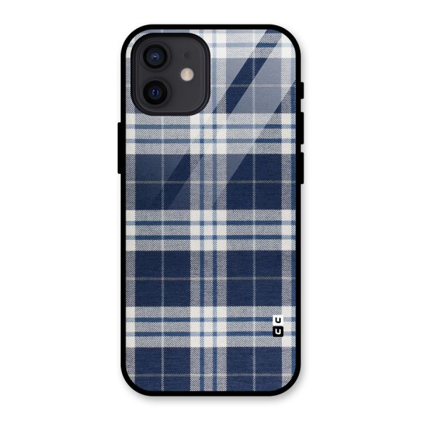 Blue White Check Glass Back Case for iPhone 12