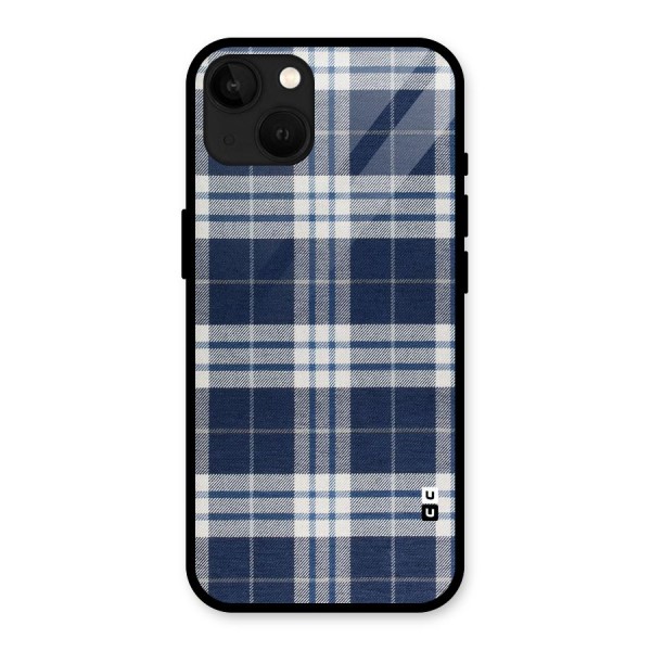 Blue White Check Glass Back Case for iPhone 13