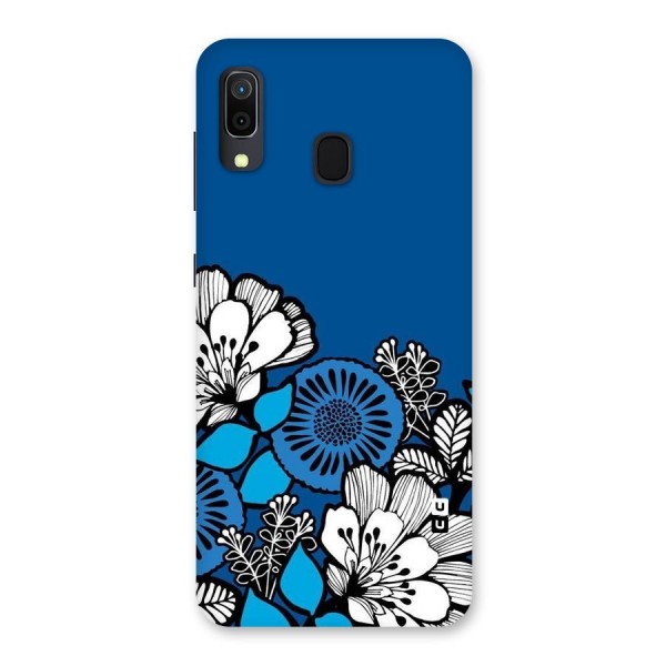 Blue White Flowers Back Case for Galaxy A20