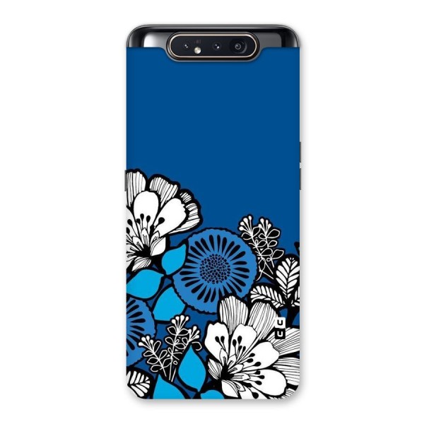 Blue White Flowers Back Case for Galaxy A80