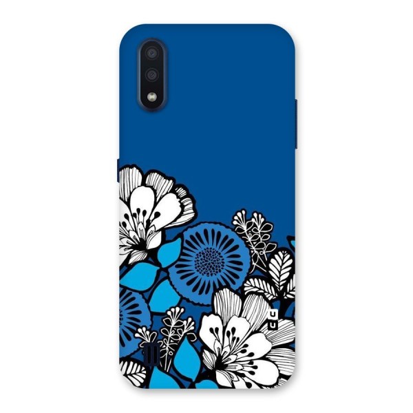 Blue White Flowers Back Case for Galaxy M01