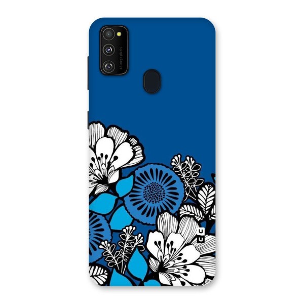 Blue White Flowers Back Case for Galaxy M21