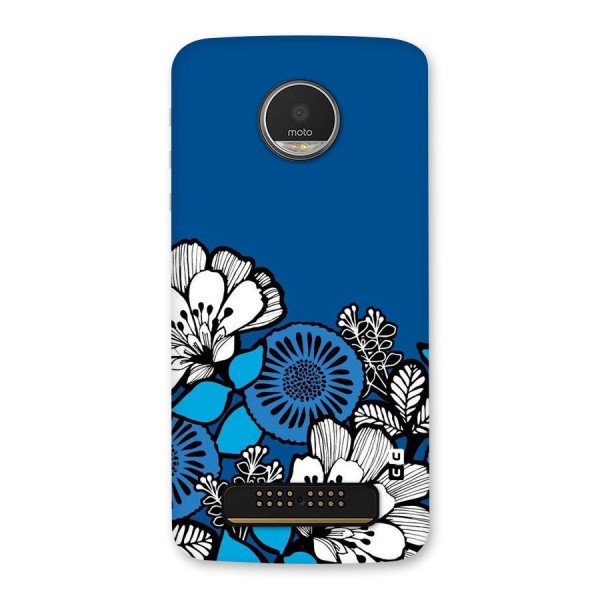 Blue White Flowers Back Case for Moto Z Play