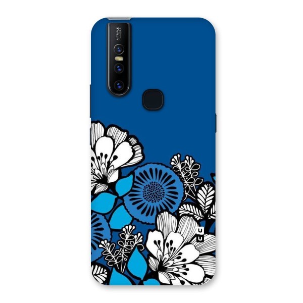 Blue White Flowers Back Case for Vivo V15