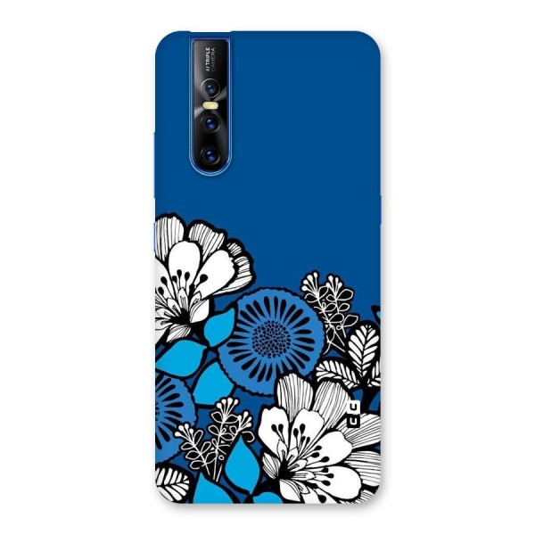 Blue White Flowers Back Case for Vivo V15 Pro