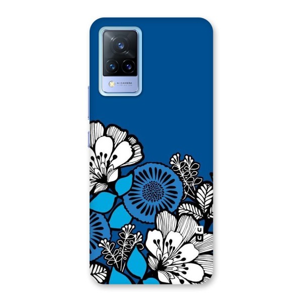 Blue White Flowers Back Case for Vivo V21 5G