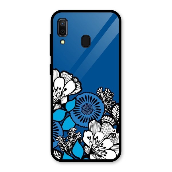 Blue White Flowers Glass Back Case for Galaxy A30