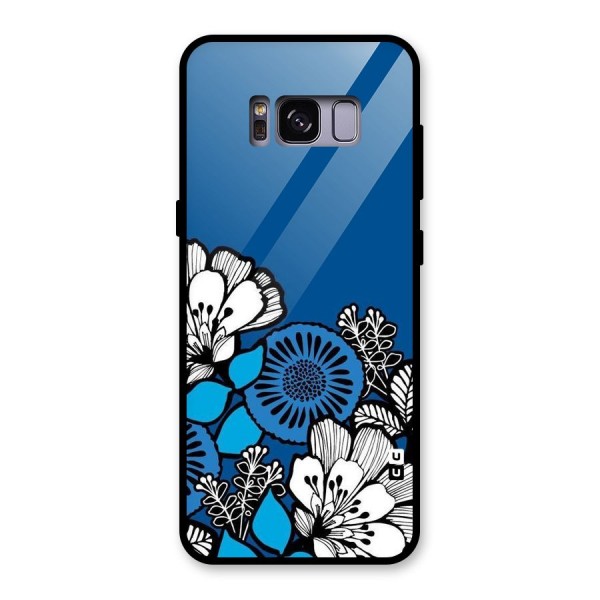 Blue White Flowers Glass Back Case for Galaxy S8