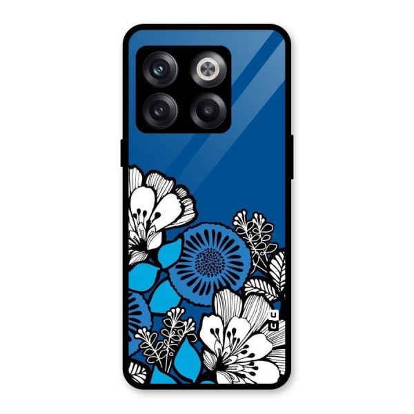 Blue White Flowers Glass Back Case for OnePlus 10T