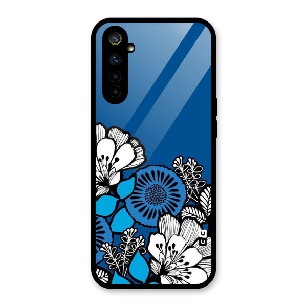 Blue White Flowers Glass Back Case for Realme 6