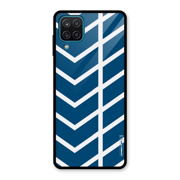 Blue White Pattern Glass Back Case for Galaxy A12