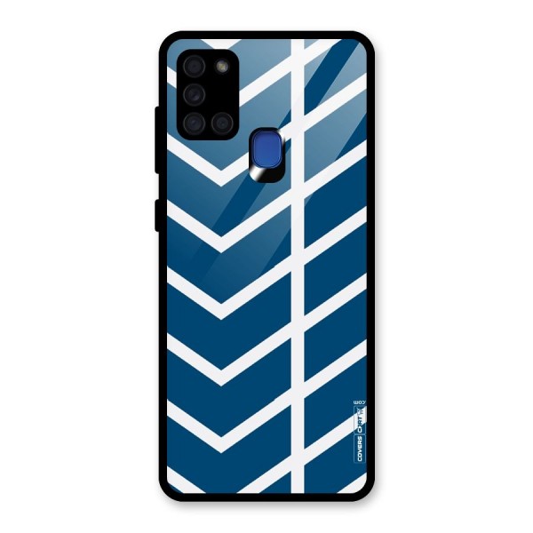 Blue White Pattern Glass Back Case for Galaxy A21s