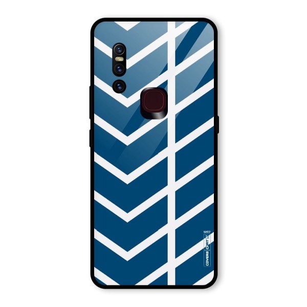 Blue White Pattern Glass Back Case for Vivo V15