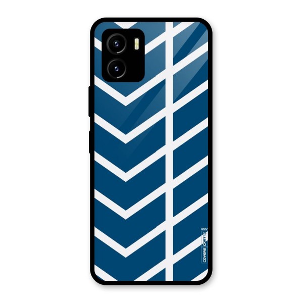 Blue White Pattern Glass Back Case for Vivo Y15s