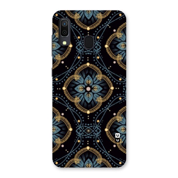 Blue With Black Flower Back Case for Galaxy A20