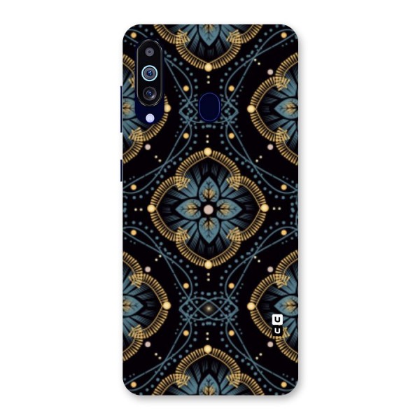 Blue With Black Flower Back Case for Galaxy A60