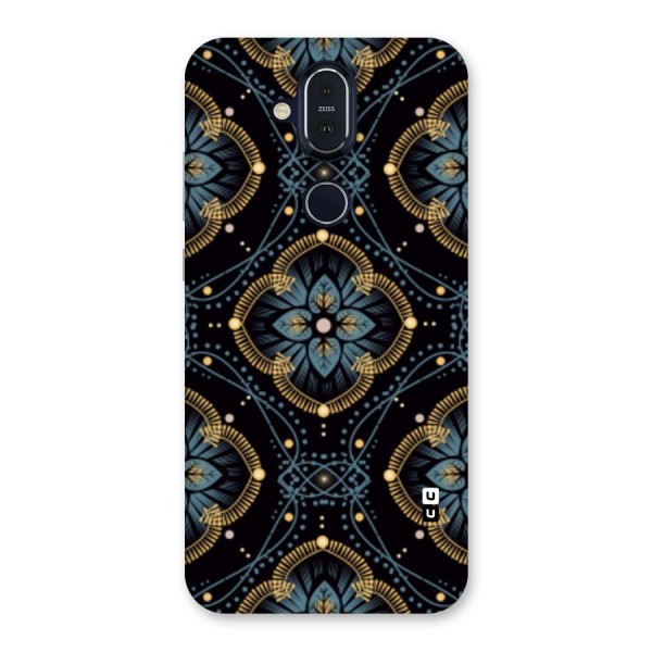 Blue With Black Flower Back Case for Nokia 8.1