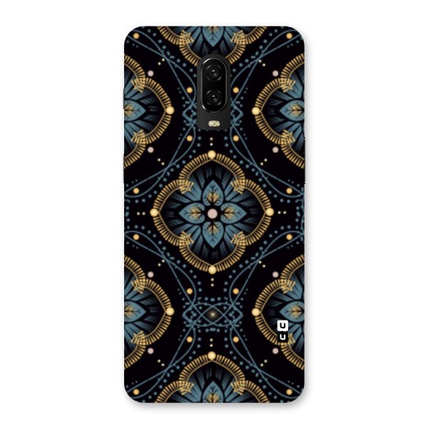 Blue With Black Flower Back Case for OnePlus 6T