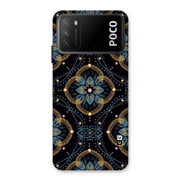 Blue With Black Flower Back Case for Poco M3