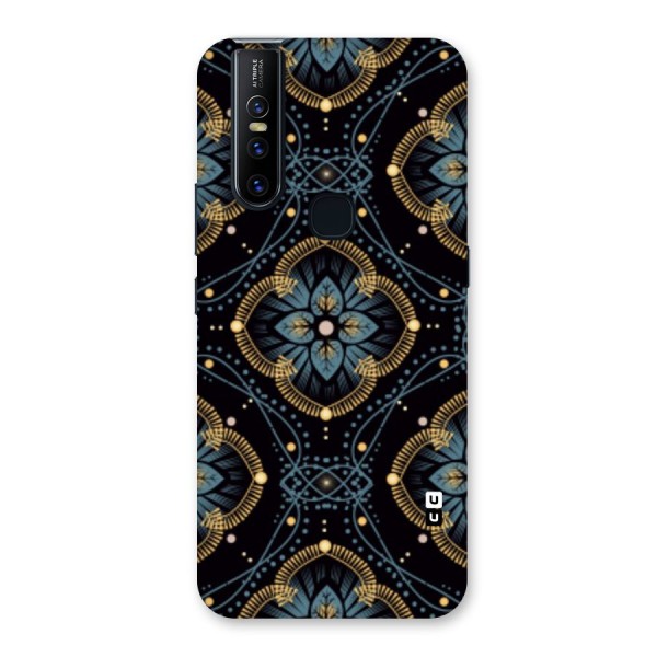 Blue With Black Flower Back Case for Vivo V15