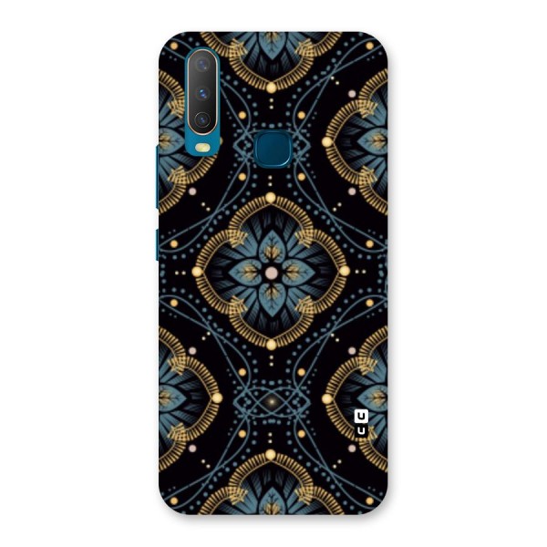 Blue With Black Flower Back Case for Vivo Y12