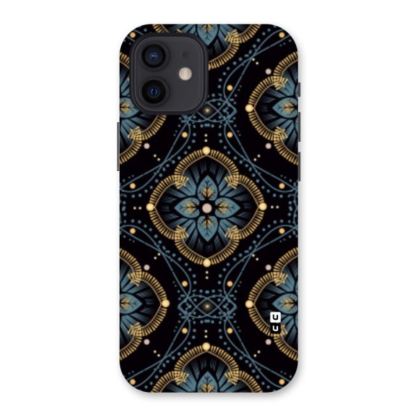 Blue With Black Flower Back Case for iPhone 12