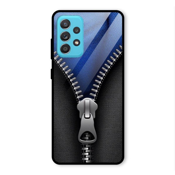 Blue Zipper Glass Back Case for Galaxy A52s 5G