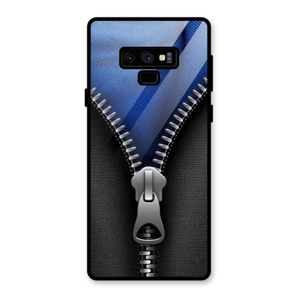 Blue Zipper Glass Back Case for Galaxy Note 9